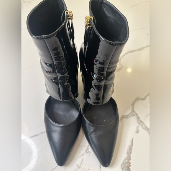 Chanel Black Patent Leather/Leather Cut Out Heels - Picture 3 of 12